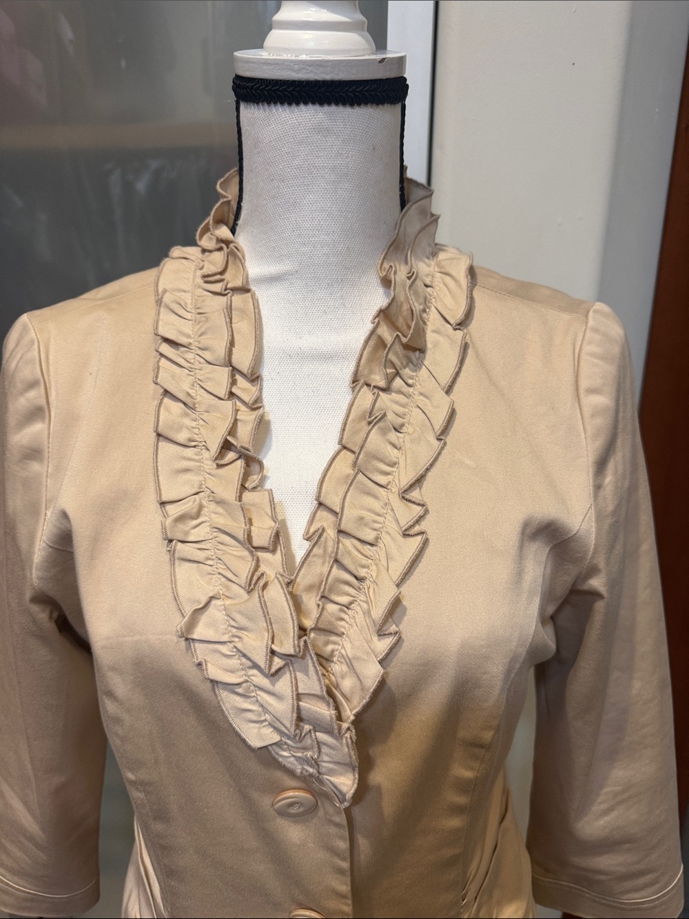 Spense Cream Ruffle-Trimmed Blazer - Picture 2 of 3